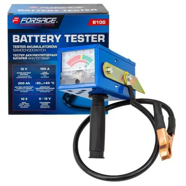 Probador de acumuladores analógico 12v, 100a, 200ah (tipo pistola)