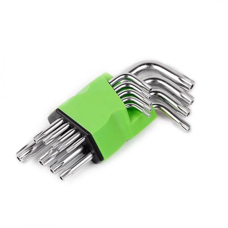 Juego de llaves Torx tipo L 9 piezas (T10, T15, T20, T25, T27, T30, T40, T45, T50)