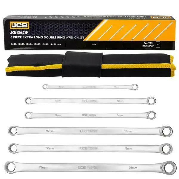 Juego de llaves de boca extra largas 6 piezas (8-21mm) en estuche