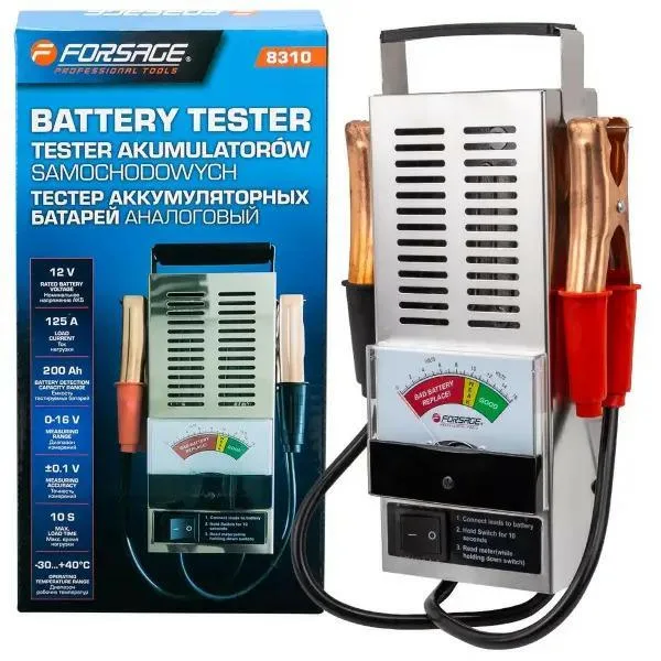 Probador de acumuladores analógico 12v, 125a, 200ah