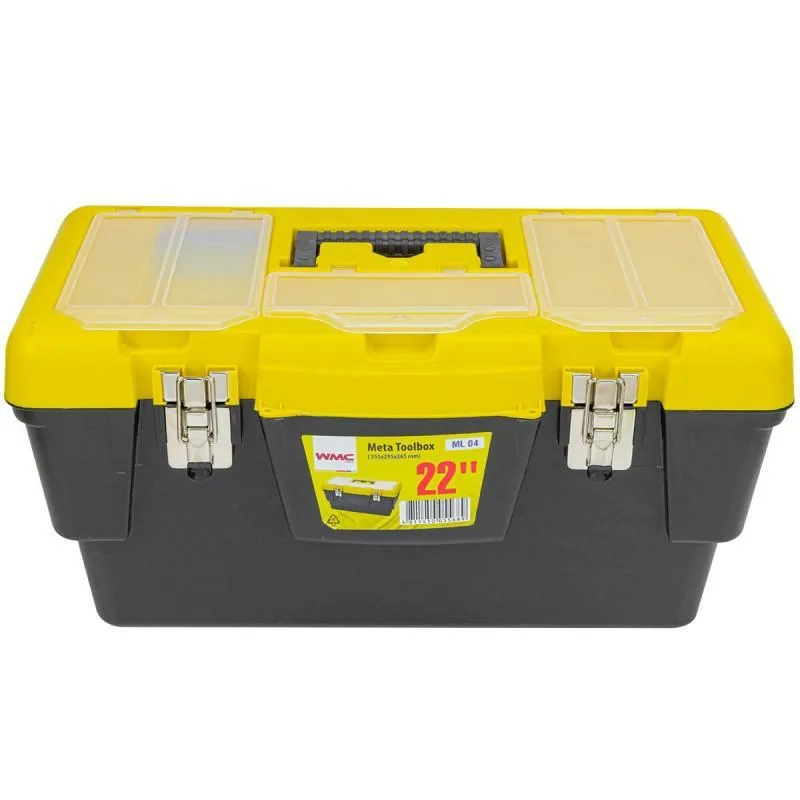 Caja de herramientas de plástico 22" (555x290x265mm) - cerraduras metálicas