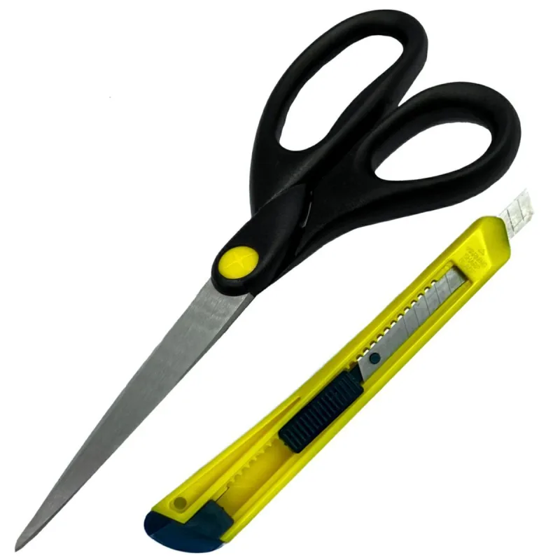 Tijeras universales 185 mm + cuchilla para papel tapiz 9 mm