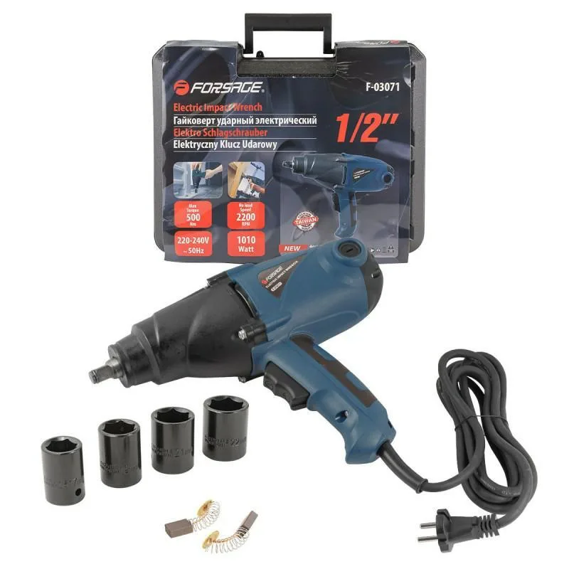 Llave de impacto eléctrica 1/2" 500nm 1010w + accesorios