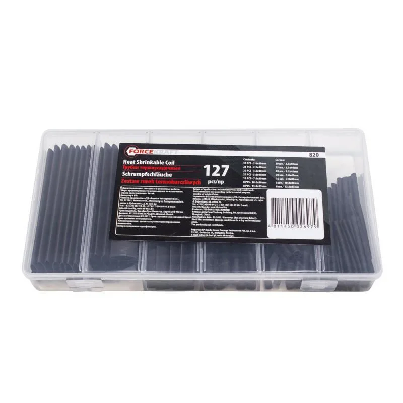 Rurki, koszulki termokurczliwe 127el. negras