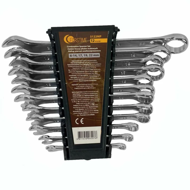 Juego de llaves de boca y plana 12 piezas (6-14, 17, 19, 22 mm)