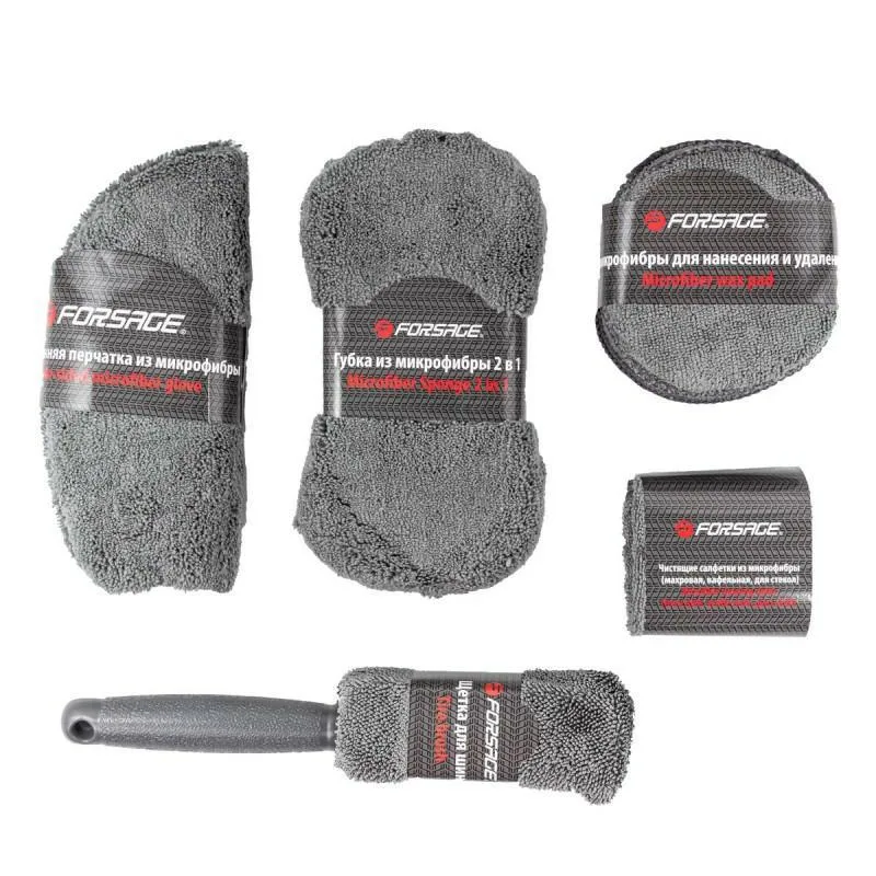 Juego de microfibra para coche, 9 piezas, accesorios de lavado, esponja, guante, discos de pulido, toallitas, cepillo de neumáticos para limpieza y cuidado del coche