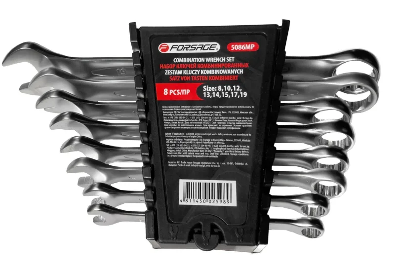 Juego de llaves de boca y plana 8 piezas 8-1 9mm