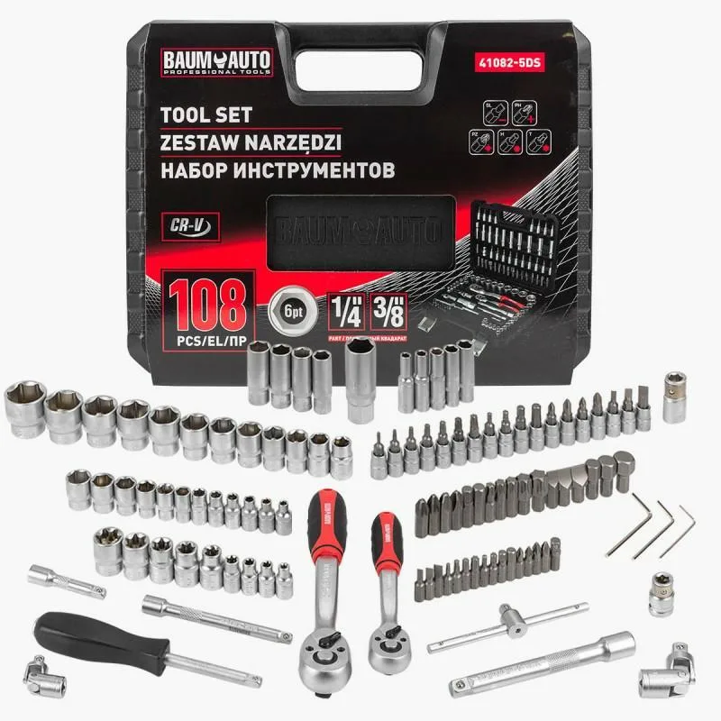 Juego de herramientas 108 piezas 1/4" y 3/8" (4-22mm)