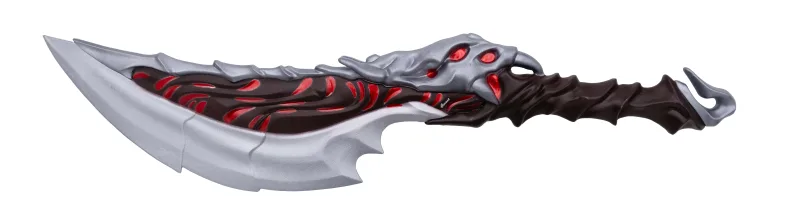 Daga Valorant S3046 réplica no oficial, daga decorativa para gamers y coleccionistas, hoja 35 cm detalles rojos marrones corte plata, con soporte exposición y diseño marrón