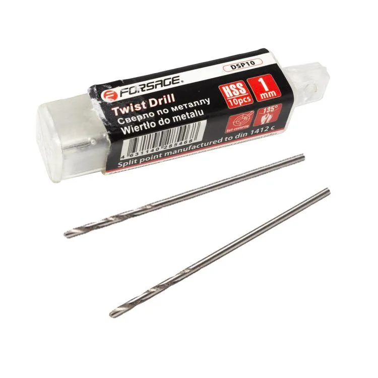 Juego de brocas de 1 mm, 10 piezas, brocas para metal en caja de plástico