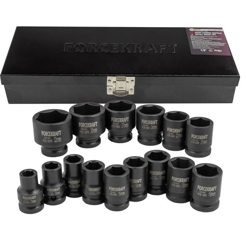 Juego de dados de impacto 1/2" 15 piezas (hexagonales) (10-32mm)