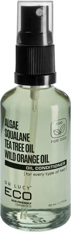 DR Lucy Eco - Aceite para perros con escualano y aceite de árbol de té, hidratante regenerador y antibacteriano, facilita el peinado y protege las zonas sensibles, 200 ml