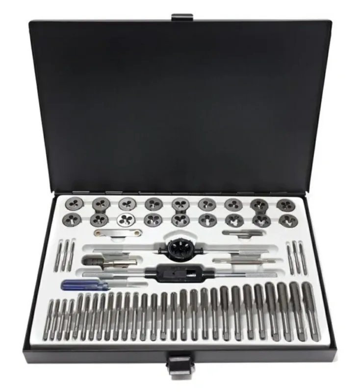 Juego de machos y terrajas 58 piezas (m2-m12) en maletín metálico