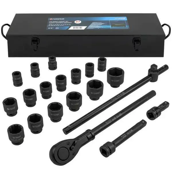 Juego de herramientas de impacto 3/4" 21 piezas (hexagonales) (17-50mm)