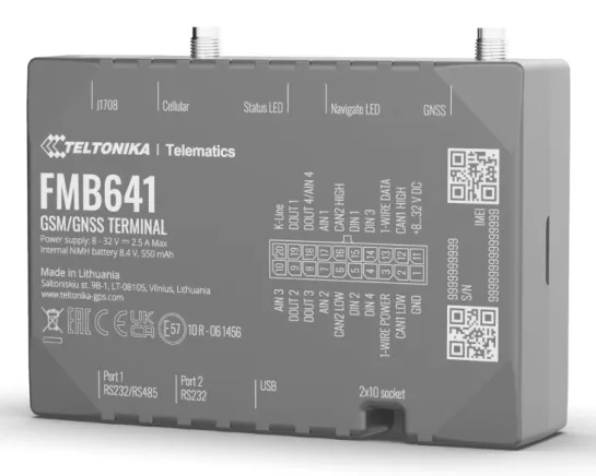 Teltonika FMB641 Coche Rastreador de GPS Gris