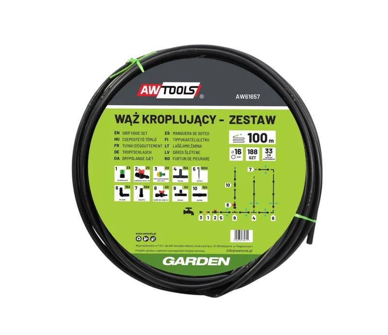 Awtools wąż kroplujący zestaw 100m 188 ele.