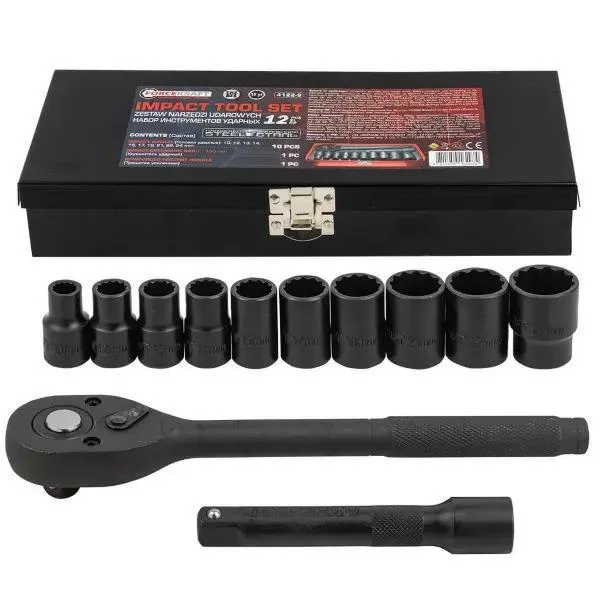 Juego de herramientas de impacto 1/2" 12 piezas (12 caras) (10-24mm)