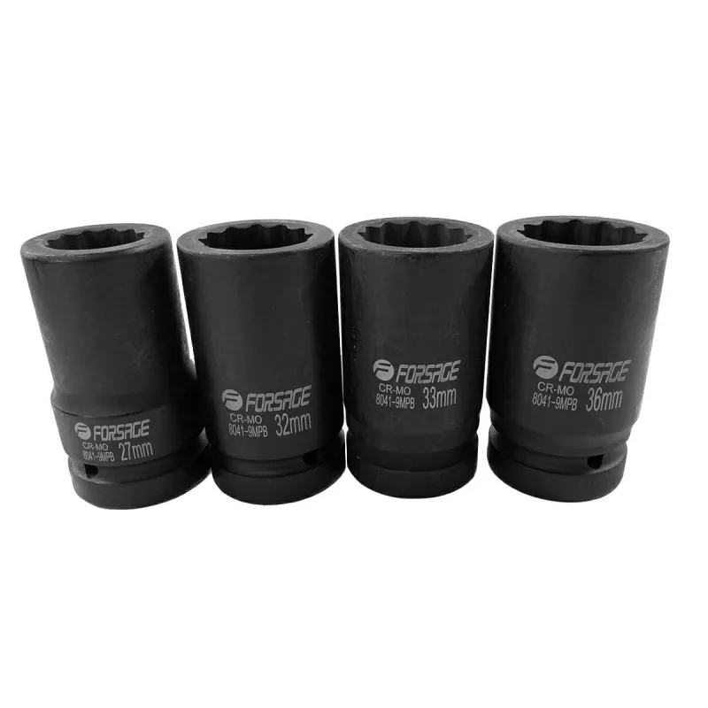 Juego de adaptadores de impacto profundos 1" 4 piezas (12 puntas) (27-36mm)