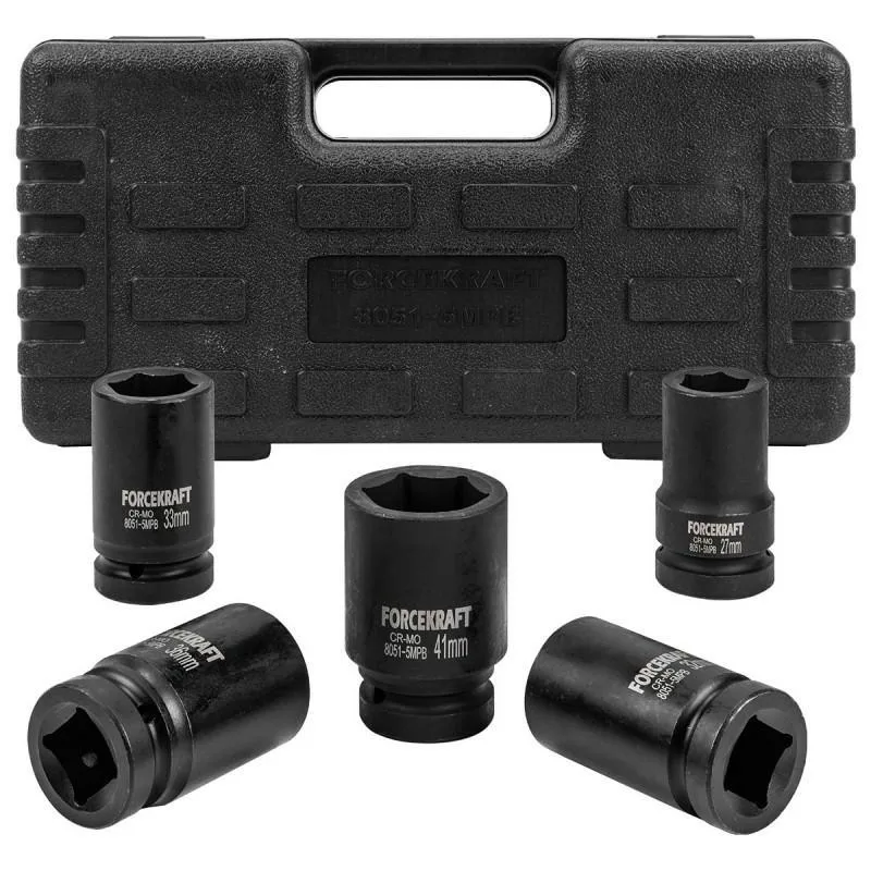 Juego de adaptadores de impacto profundos 1" 5 piezas (hexagonales) (27-41mm)