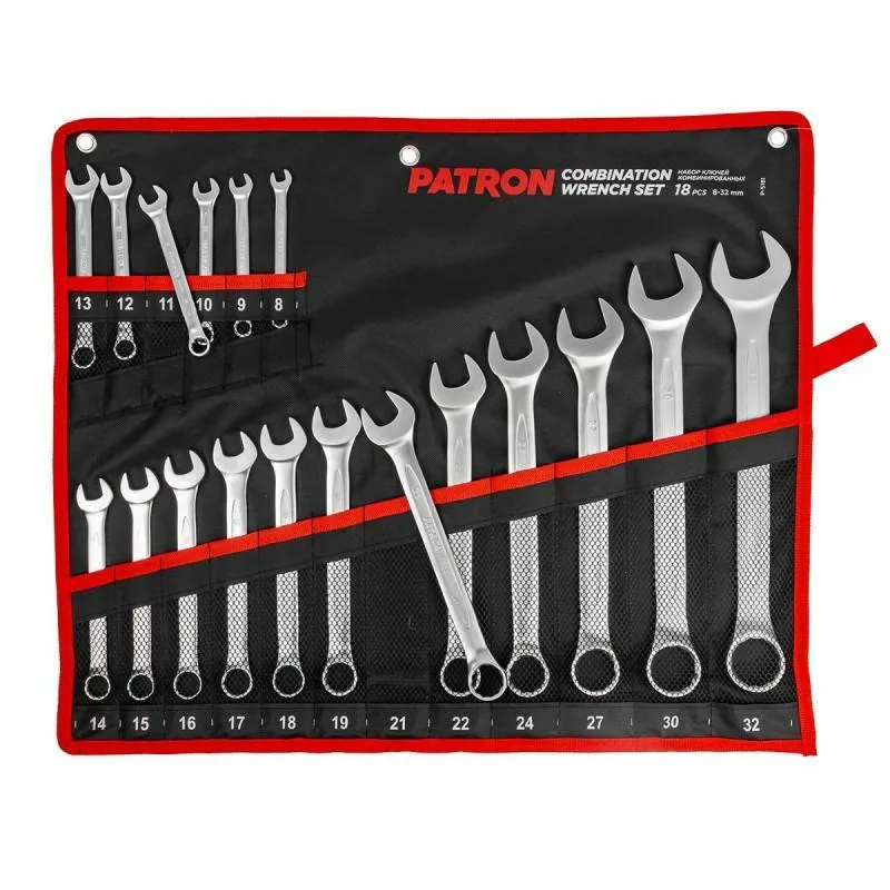 Juego de llaves de boca y plana 18 piezas (8-32mm) en estuche