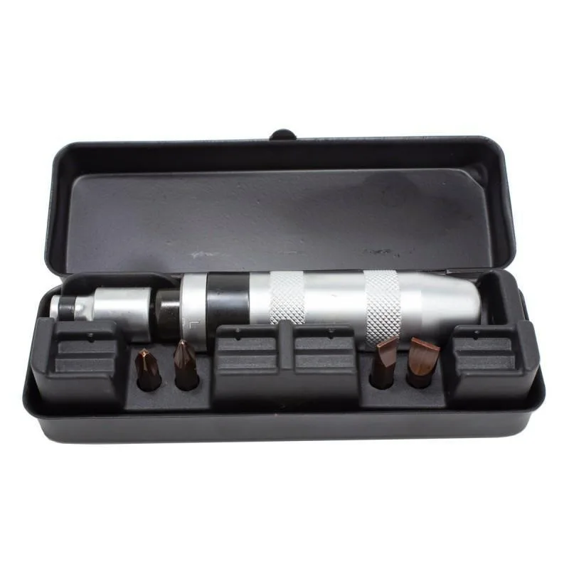 Destornillador de impacto con juego de puntas y adaptadores 6 piezas en maletín metálico