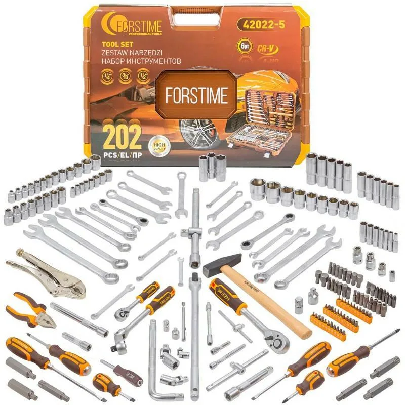 Juego de herramientas 1/4", 3/8" y 1/2" 202el. (6 caras) (6-32mm)