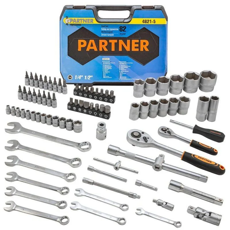 Juego de herramientas 82 piezas 1/2", 1/4" (hexagonales) (4-32mm)