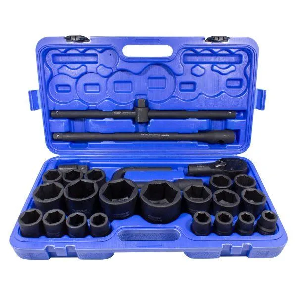 Juego de herramientas de impacto 26 piezas 3/4" (17-50mm) y 1" (55-65mm) (hexagonales)