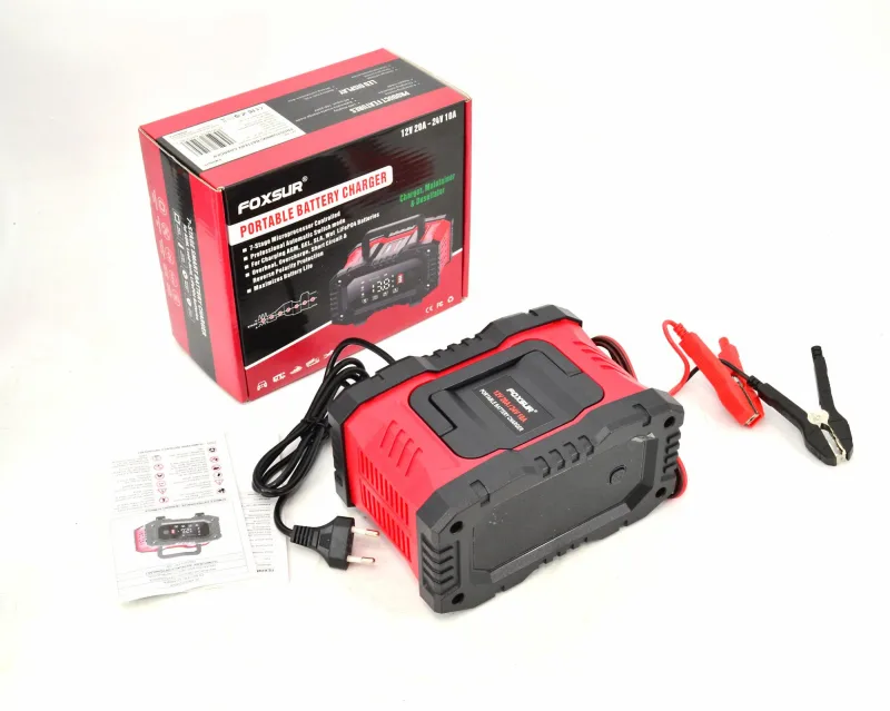 Em prostownik foxsur 12v&24v 20a lcd