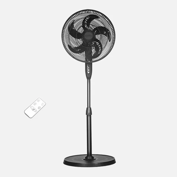 ABRILA - Ventilador De Pie Verdel 50w | 3 Velocidades | Aspas de 5 | Fijo y Rotatorio | Con Mando a Distancia y Temporizador | Negro