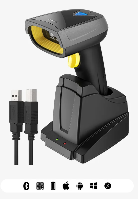Inateck BCST-52 Lector de códigos de barras portátil 1D/2D Negro, Gris, Amarillo