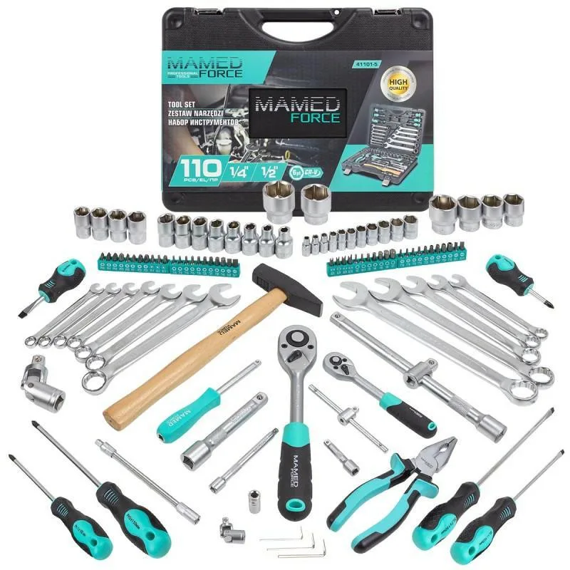 Juego de herramientas 110 piezas 1/4" y 1/2" (5-32mm) (hexagonales)