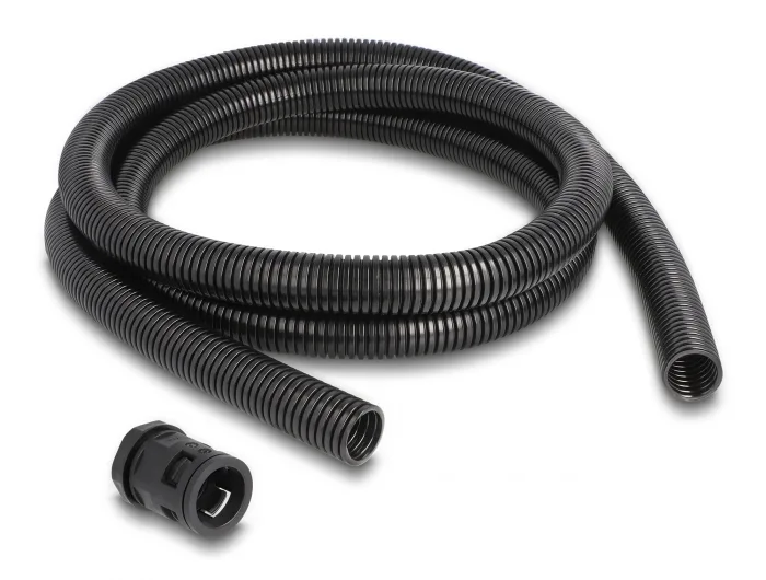 DeLOCK Funda protectora de cable de 2 m x 21,2 mm con juego de conector PG16 negro