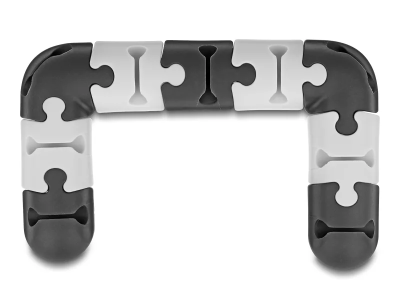 DeLOCK Juego modular autoadhesivo portacables 9 piezas negro/gris