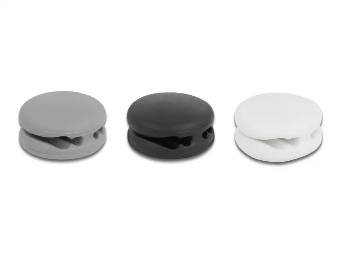 DeLOCK Mini Porta-cables con 4 pasacables autoadhesivo Set de 3 piezas