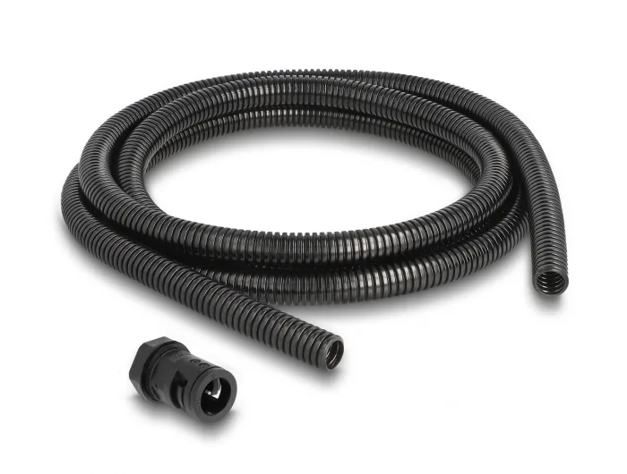DeLOCK Funda protectora de cable de 2 m x 13 mm con juego de conector PG9 negro