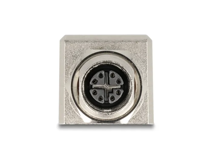 DeLOCK Adaptador M12 código X hembra de 8 pines a RJ45 hembra Cat.6A STP blindado en ángulo de 90°