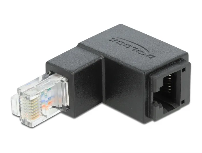DeLOCK Adaptador RJ45 macho descendente en ángulo > RJ45 hembra Cat.6 UTP