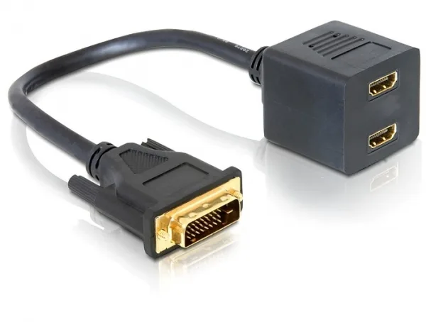 DeLOCK Adapter DVI 25 male > 2x HDMI female 0,2 m DVI-D 2 x HDMI Negro