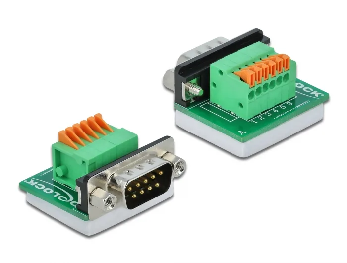 DeLOCK Adaptador D-Sub9 macho a bloque de terminales con pulsador horizontal