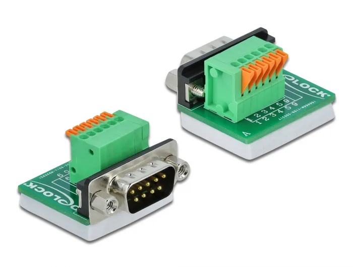 DeLOCK Adaptador D-Sub 9 macho a bloque de terminales con pulsador vertical