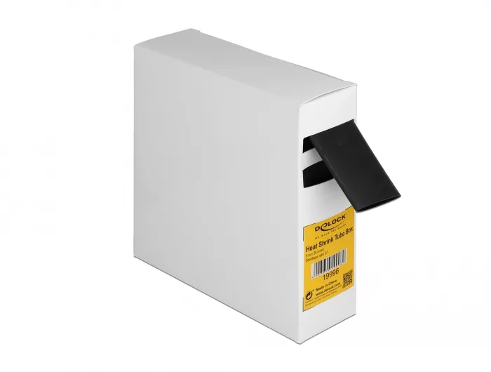 DeLOCK Caja de tubos termorretráctiles, con adhesivo interior, relación de contracción 3:1, 5 m x 25,4 mm negro