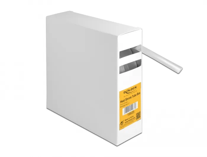DeLOCK Tubo termorretráctil, Relación de disipación 2:1, caja de 10 m x 9,5 mm en transparente