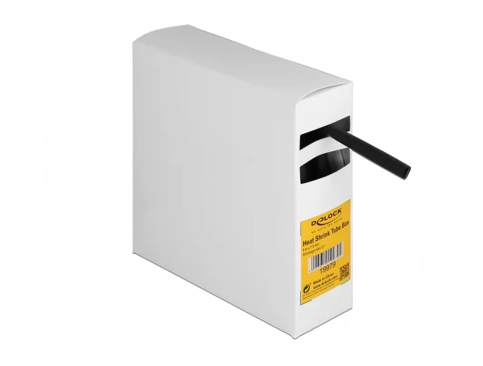 DeLOCK Caja de tubos termorretráctiles, con adhesivo interior, relación de contracción 3:1, 5 m x 7,9 mm negro