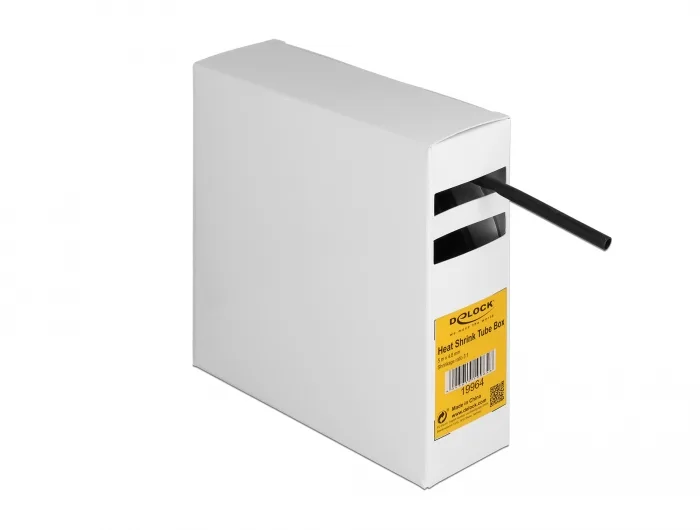 DeLOCK Caja de tubos termorretráctiles, con adhesivo interior, relación de contracción 3:1, 5 m x 4,8 mm negro