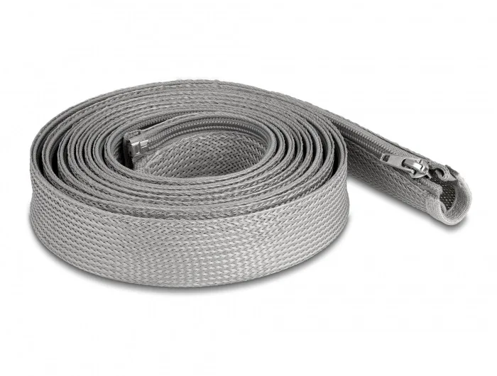 DeLOCK Manga trenzada con cierre de cremallera resistente al calor 3 m x 30 mm gris