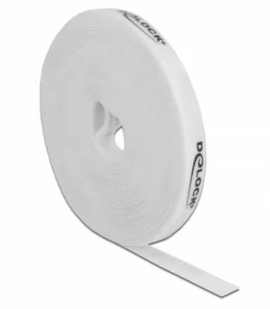 DeLOCK Cinta de gancho y bucle en rollo LA 10 m x AN 15 mm blanco