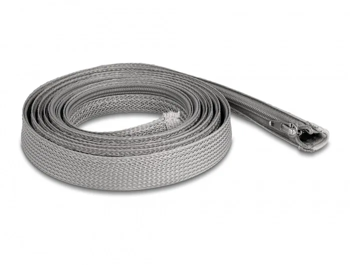 DeLOCK Manga trenzada con cierre de cremallera resistente al calor 2 m x 20 mm gris