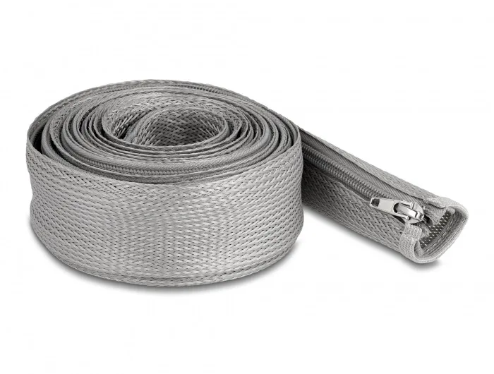 DeLOCK Manga trenzada con cierre de cremallera resistente al calor 3 m x 50 mm gris