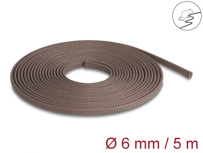 DeLOCK Manguito trenzado resistente a los roedores extensible 5 m x 6 mm marrón